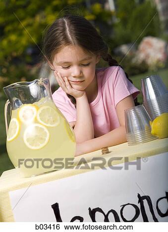 Girl selling lemonade View Large Photo Image Stock Photograph - Girl selling lemonade. Fotosearch