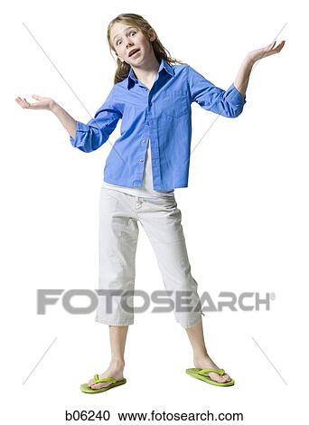Girl shrugging View Large Photo Image Stock Image - Girl shrugging. Fotosearch