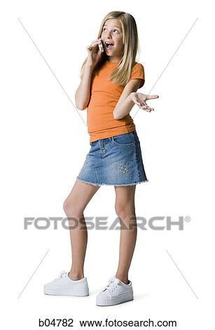 Stock Image - Girl talking on cell phone. Fotosearch