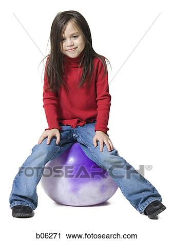 Stock Image - Girl with a big ball. Fotosearch