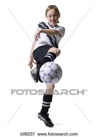 Girl with a soccer ball View Large Photo Image Stock Photo - Girl with a soccer ball. Fotosearch