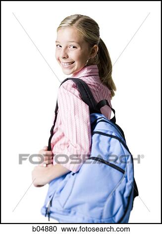 Girl with backpack View Large Photo Image Stock Image - Girl with backpack. Fotosearch