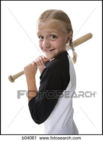 Girl with baseball bat View Large Photo Image Stock Image - Girl with baseball bat. Fotosearch