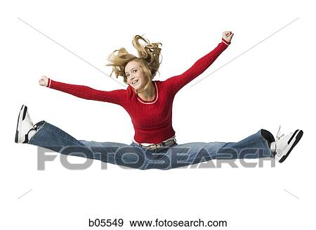 Girl with braces leaping with red sweater View Large Photo Image Stock Photo - Girl with braces leaping with red sweater. Fotosearch