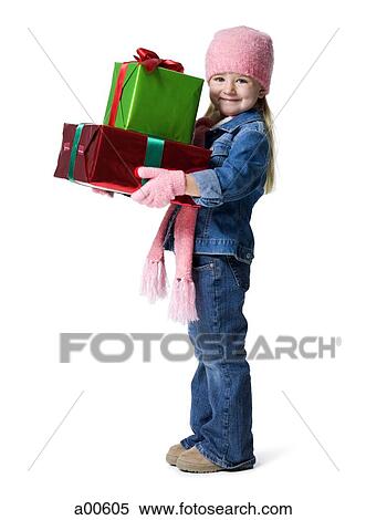 Girl with Christmas gifts View Large Photo Image Stock Photography - Girl with Christmas gifts. Fotosearch