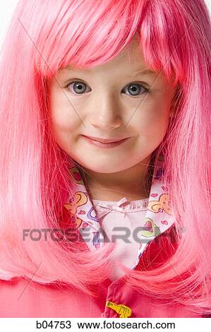 Girl with pink wig closeup View Large Photo Image Stock Image - Girl with pink wig closeup. Fotosearch