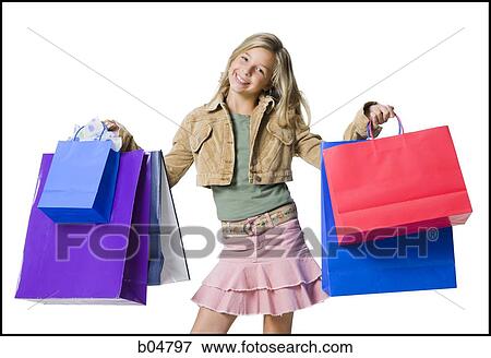Stock Photo - Girl with shopping bags. Fotosearch