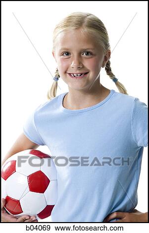 Girl with soccer ball View Large Photo Image Stock Photo - Girl with soccer ball. Fotosearch
