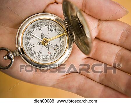 hand holding compass