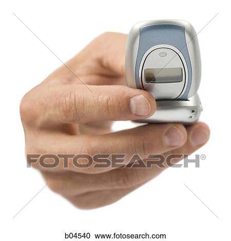 Stock Image - Hand with cell phone. Fotosearch