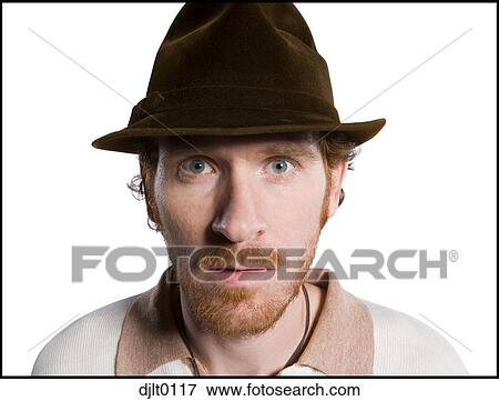 Man in felt hat View Large Photo Image Stock Photo - Man in felt hat. Fotosearch