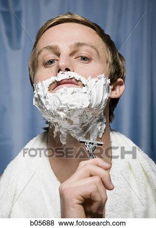 Man shaving View Large Photo Image Stock Photo - Man shaving. Fotosearch