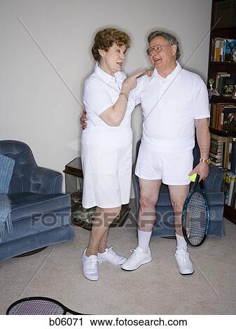 Stock Image - Mature tennis players. Fotosearch