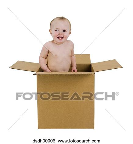 One baby in a cardboard box View Large Photo Image Stock Photograph - One baby in a cardboard box. Fotosearch