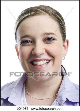 Stock Photograph - Portrait of a woman smiling. Fotosearch