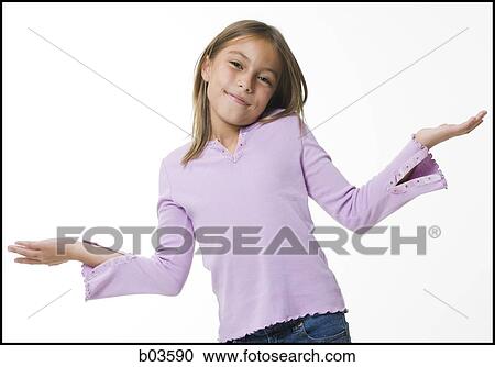 Portrait of girl shrugging View Large Photo Image Stock Image - Portrait of girl shrugging. Fotosearch