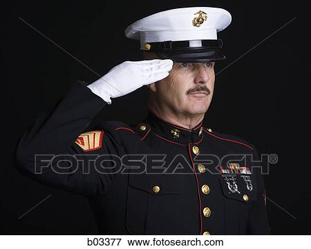 Stock Photo - Portrait of military man saluting. Fotosearch