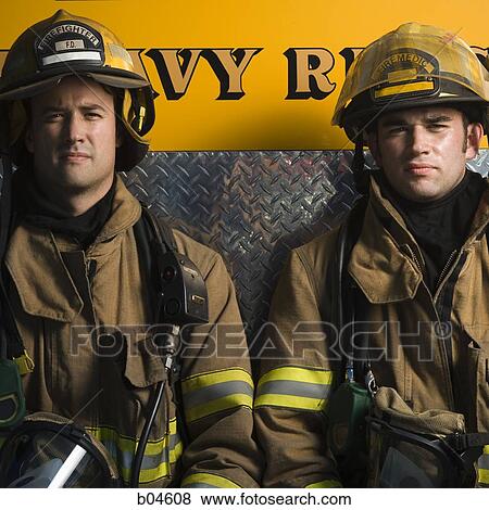Portrait of two firefighters View Large Photo Image Stock Photo - Portrait of two firefighters. Fotosearch