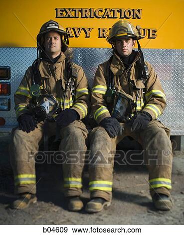Portrait of two firefighters View Large Photo Image Stock Photo - Portrait of two firefighters. Fotosearch