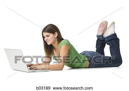 Portrait of woman with laptop View Large Photo Image Stock Photo - Portrait of woman with laptop. Fotosearch