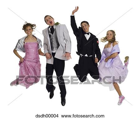 Prom night dates jumping View Large Photo Image Picture - Prom night dates jumping. Fotosearch