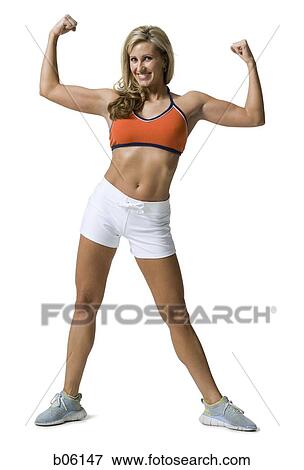 Woman flexing her biceps View Large Photo Image Stock Photo - Woman flexing her biceps. Fotosearch