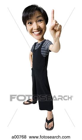 Stock Photo - Woman holding up number one finger. Fotosearch