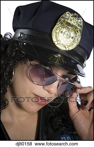 Woman in police costume View Large Photo Image Stock Photo - Woman in police costume. Fotosearch