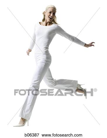 Stock Photo - Woman jumping. Fotosearch