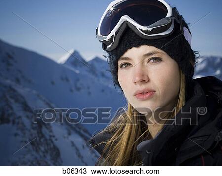 Woman outside in the snow View Large Photo Image Stock Image - Woman outside in the snow. Fotosearch