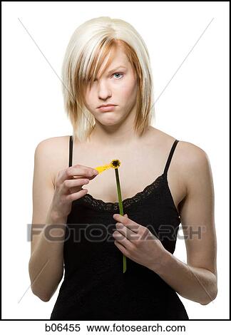Stock Photography - Woman plucking flower petals. Fotosearch