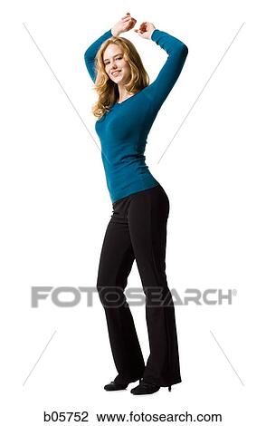 Woman smiling with arms up View Large Photo Image Stock Image - Woman smiling with arms up. Fotosearch
