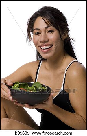 Woman with a salad View Large Photo Image Stock Photography - Woman with a salad. Fotosearch