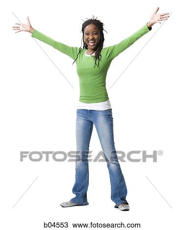 Woman with arms upstretched View Large Photo Image Stock Image - Woman with arms upstretched. Fotosearch