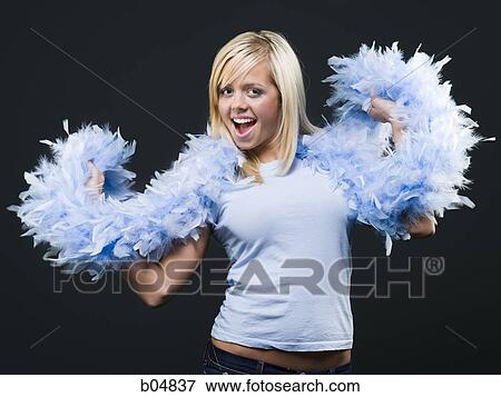 Stock Photo - Woman with feather boa. Fotosearch