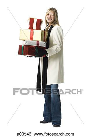 Woman with gift boxes View Large Photo Image Stock Image - Woman with gift boxes. Fotosearch