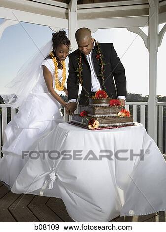 Stock Photo - African-American newlywed couple. Fotosearch