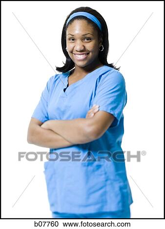 African-American nurse in blue scrubs View Large Photo Image Stock Image - African-American nurse in blue scrubs. Fotosearch