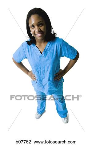 African-American nurse in blue scrubs View Large Photo Image Stock Image - African-American nurse in blue scrubs. Fotosearch