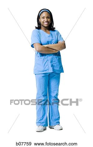 African-American nurse in blue scrubs View Large Photo Image Stock Photo - African-American nurse in blue scrubs. Fotosearch