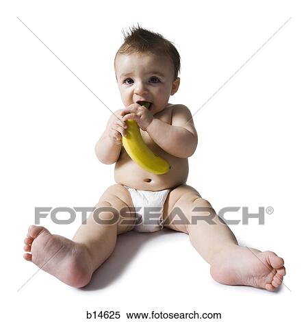 Baby chewing on banana View Large Photo Image Stock Photography - Baby chewing on banana. Fotosearch