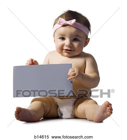 Baby girl with blank sign View Large Photo Image Stock Photography - Baby girl with blank sign. Fotosearch