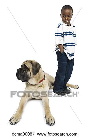 Stock Photo - Boy and dog. Fotosearch