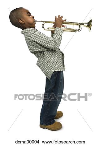 Picture - Boy playing trombone. Fotosearch