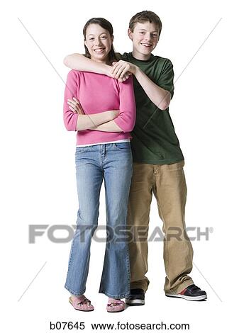Stock Photography - Brother and sister posing. Fotosearch