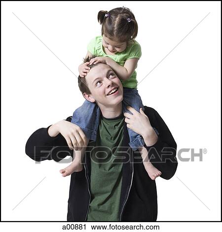 Stock Image - Brother and younger sister. Fotosearch