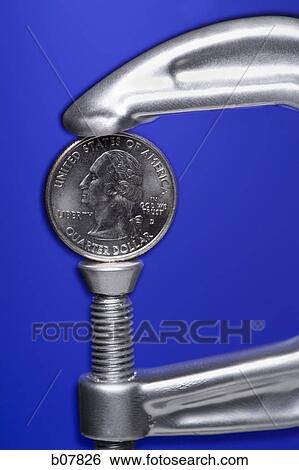 C-Clamp squeezing a US quarter View Large Photo Image Stock Photograph - C-Clamp squeezing a US quarter. Fotosearch