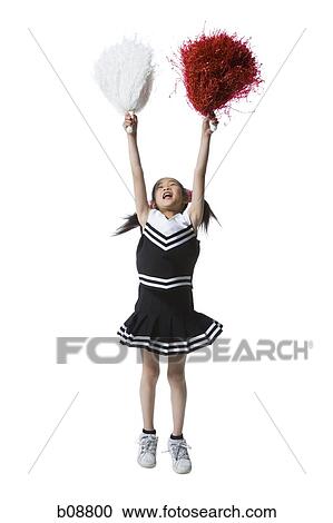 Cheerleader with pom-poms View Large Photo Image Stock Image - Cheerleader with pom-poms. Fotosearch