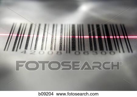Close-up of a bar code being scanned with a laser light View Large Photo Image Picture - Close-up of a bar code being scanned with a laser light. Fotosearch
