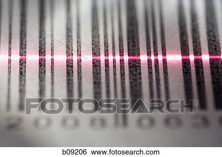 Close-up of a bar code being scanned with a laser light View Large Photo Image Stock Photograph - Close-up of a bar code being scanned with a laser light. Fotosearch